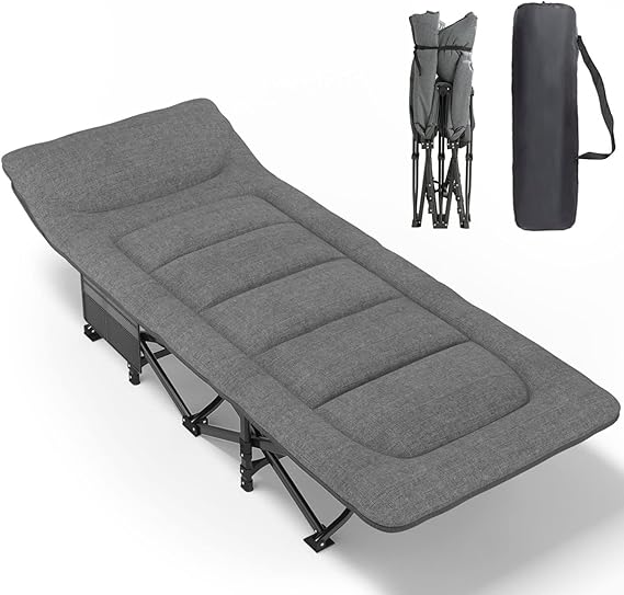 ATORPOK Folding Camping Cot for Adults with Cushion and Pillow