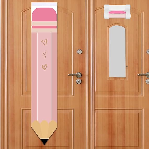 HINGTAI 2Pcs Pink Classroom Shade, Pencil Shape Blackout Curtains for Office, Porch, Room Door Windows
