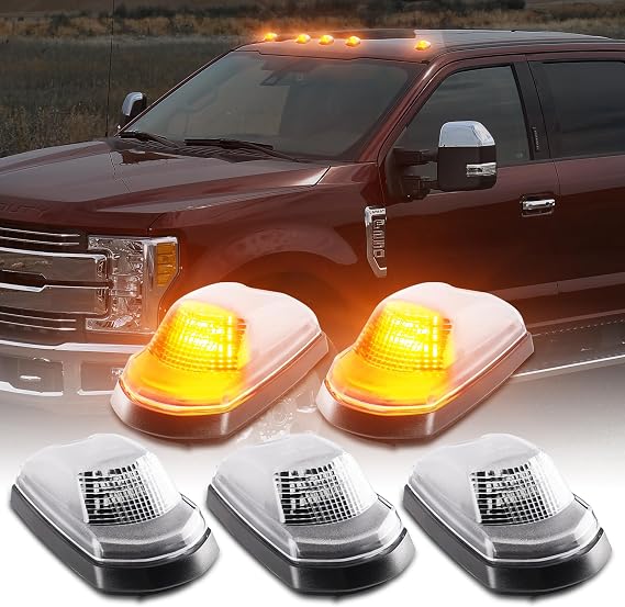 POPMOTORZ 5PCS Amber LED Cab Roof Lights Roof Top Clearance Lights Cab Marker Lamps for 2017 2018 2019 2020 2021 2022 Ford F250 F350 F450 F550 Super Duty Led Roof Running Light