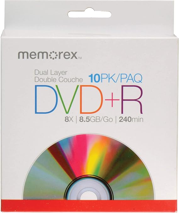 Memorex DVD+R Double-Layer Recordable Discs-DVDR DL, 8X, 8.5GB [10 in Pack]