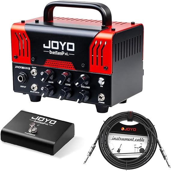 JOYO Jackman II Tube Amp Head Bundle with CM-04 Mono Audio Instrument Cable Straight-to-Straight
