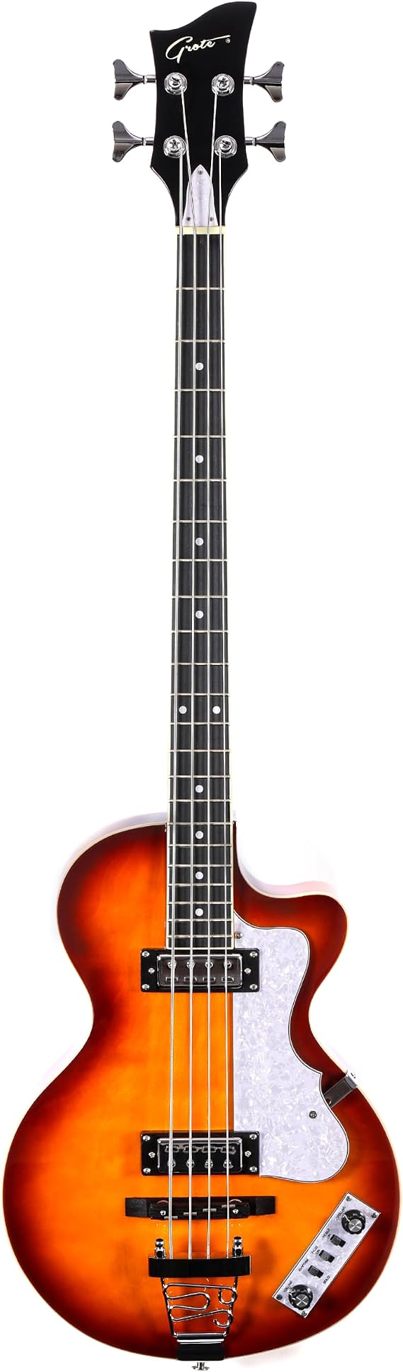 Grote Solid Body Electric Single-cutaway Bass Guitar Vintage Style Bass with Dual Humbucker Pickups, Professional 4 String Bass for Beginners and Adults (VS)