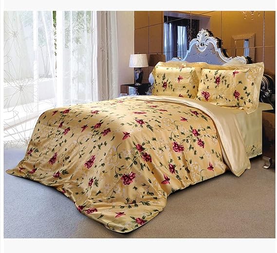 Maxfeel Silk 1pc Silk Duvet Cover, Quilt Cover, Comforter Cover, 100% 16.5mm Print Mulberry Silk,Charmuse Silk, Queen Cal.King Full King Twin Size #12 (Cal.King)
