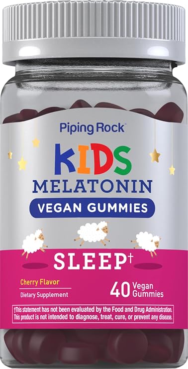 Piping Rock Kids Melatonin Gummy 1mg | 40 Gummies | Cherry Flavor