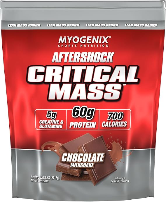 Myogenix Critical Mass Gainer Muscle Mass Weight Gain Supplement, Zero Lactose Whey Protein Powder Anabolic Whey Protein Chocolate Milkshake (6.01 lbs)