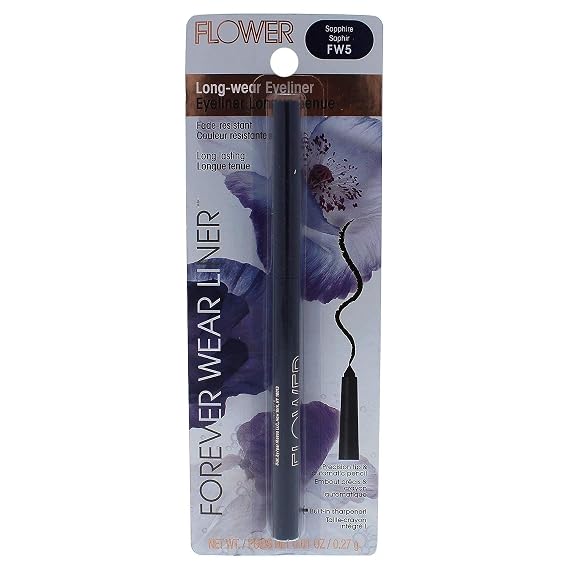 FLOWER BEAUTY Wear Eyeliner Pencil Long Lasting Fade Resistant Smooth Application Retractable Eye Liner, Forever Sapphire, 0.01 Ounce