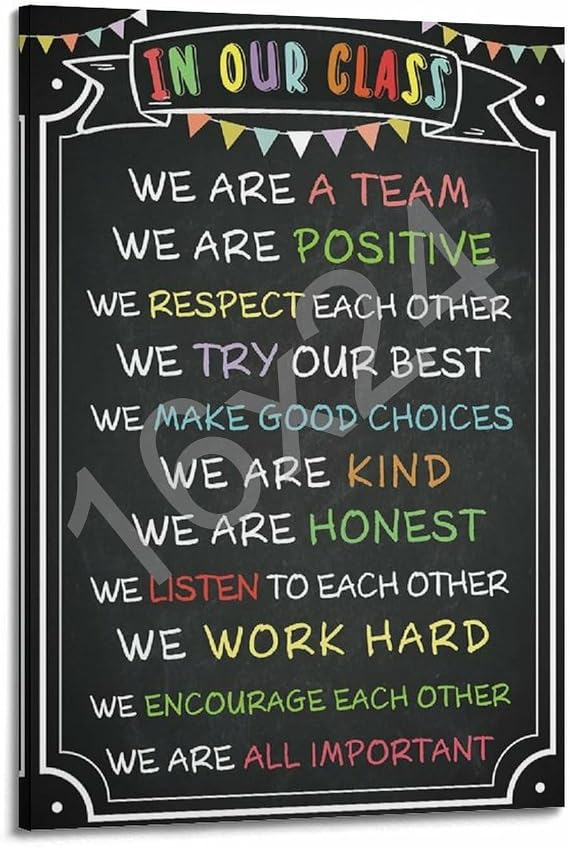 Classroom Rules Poster - Educational Posters for Classroom Decorations Motivational Posters Class Rules Posters for Elementary Middle School Kindergarten Back to School Teacher Supplies Poster for Roo
