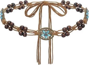 Women's Bohemian Rope Braid Belt Adjustable Tied Waist Belts for Dress (Oval)