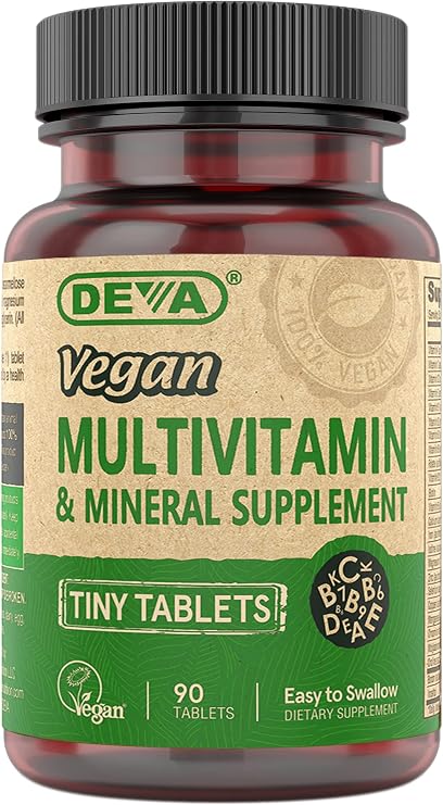 Deva Vegan Multivitamin & Mineral Supplement, Tiny Tablets, Easy to Swallow, 90 Tablets