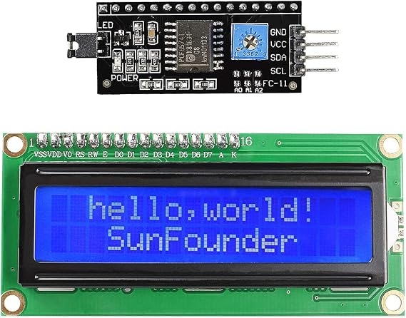 SunFounder IIC/I2C/TWI LCD1602 Display Module Compatible with Arduino and Raspberry Pi