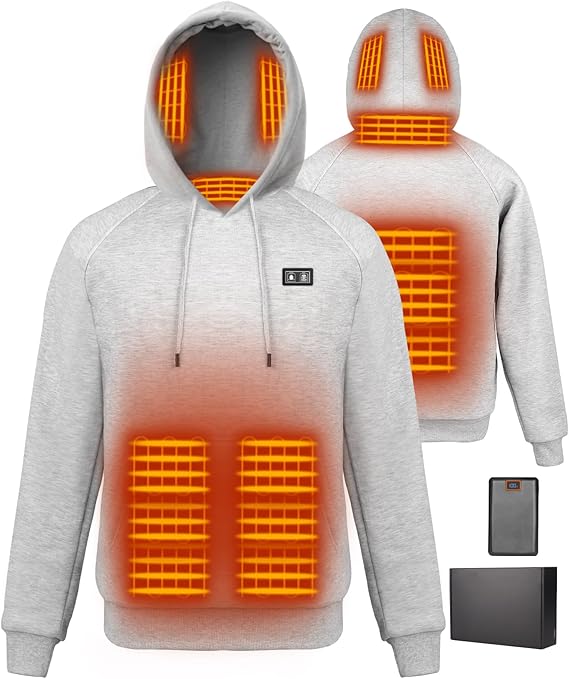 Heated Hoodie for Men Women with 16000mAh Battery Pack Mens Womens Heated Sweatshirt Heated Pullover Hooded