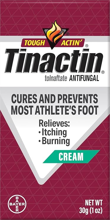 Tinactin Antifungal Cream, Athletes Foot Treatment, Tolnaftate 1%, Proven Clinically Effective on Most Athletes Foot and Ringworm, 1 Ounce, 30 Grams, Tube