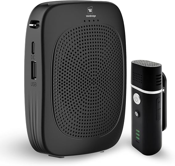 Bluetooth Voice Amplifier with Wireless Lavalier Lapel Mic for Teachers | Portable Speaker Clip-On Microphone, Mini Megaphone PA System for Classroom/Yoga/Public Events C006