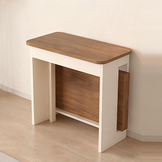 Extendable Dining Table, Saving Space Extendable Drop Leaf Table, Easy Movement, Compact Dining Table,Seats 2-6, Sturdy Wood Top, for Kitchen, Dining and Living Room(0.8m/8c)