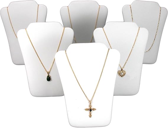 FindingKing 6 White Leather Chain Necklace Easel Jewelry Displays