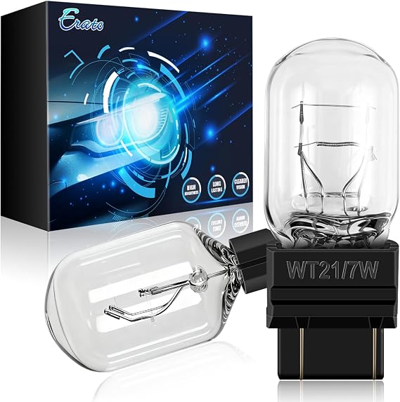 Erato WT21/7W 4257 Halogen Bulbs 12V 21W OEM Standard Replacement Rear Brake Tail Turn Signal Lights Long Life, 2 Packs
