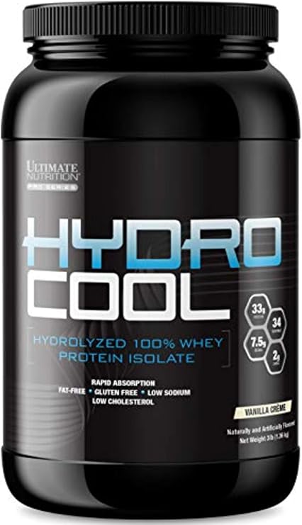 Ultimate Nutrition HydroCool Hydrolyzed Whey Isolate, Vanilla Creme, 3 lb | 33g Protein, 15g EAAs & 7.5g BCAAs For Muscle Recovery, Fast Absorbing Post Workout Drink, Zero Fat, Gluten Free, No Bloating