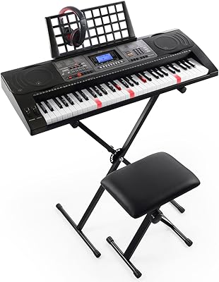 Joy 61-Key Lighted Touch Sensititive & USB-MidiApp Keyboard Kit with Stand, Stool, Headphone & Power Supply KL-92UT-KIT