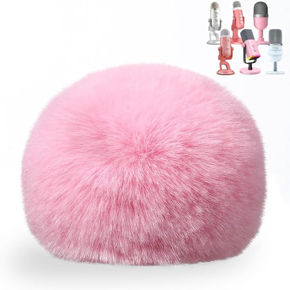 ZealSound Blue Yeti Pop Filter, Furry Microphone Windscreen Foam Cover for Yeti, Yeti X, Yeti Nano, Yeti Pro, ZealSound K66, AM8, SoloCast, Razer Seiren Mini & More USB Mics for Podcasting, Pink