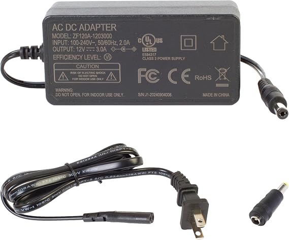 UL AC Power Adapter Driver 12v 36W 3A 5.5mm x 2.1mm DC Output Plug + 5.5mm x 2.5mm Adapter (36w)