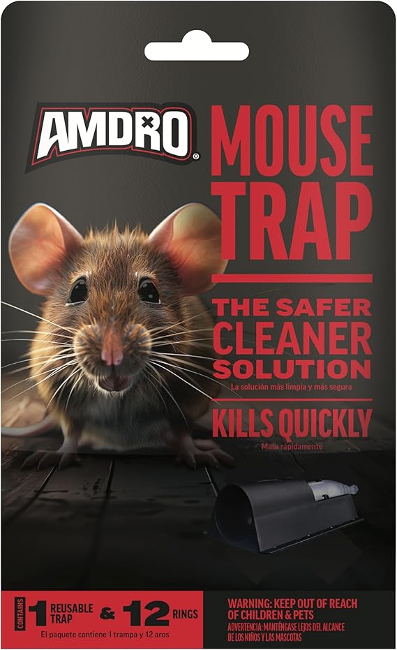 Amdro Mouse Trap 1 Trap with 12 Rings | One reusable, mess-free, no poison, for indoors or outdoors use