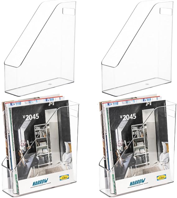 WRINGKIT 4 Pack Clear Magazine Holder, Vertical