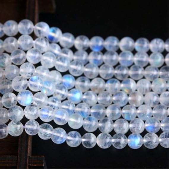 6mm Grade AAA Natural Blue Flash Moonstone Loose Beads for Jewelry Making (YGS11) (6mm)