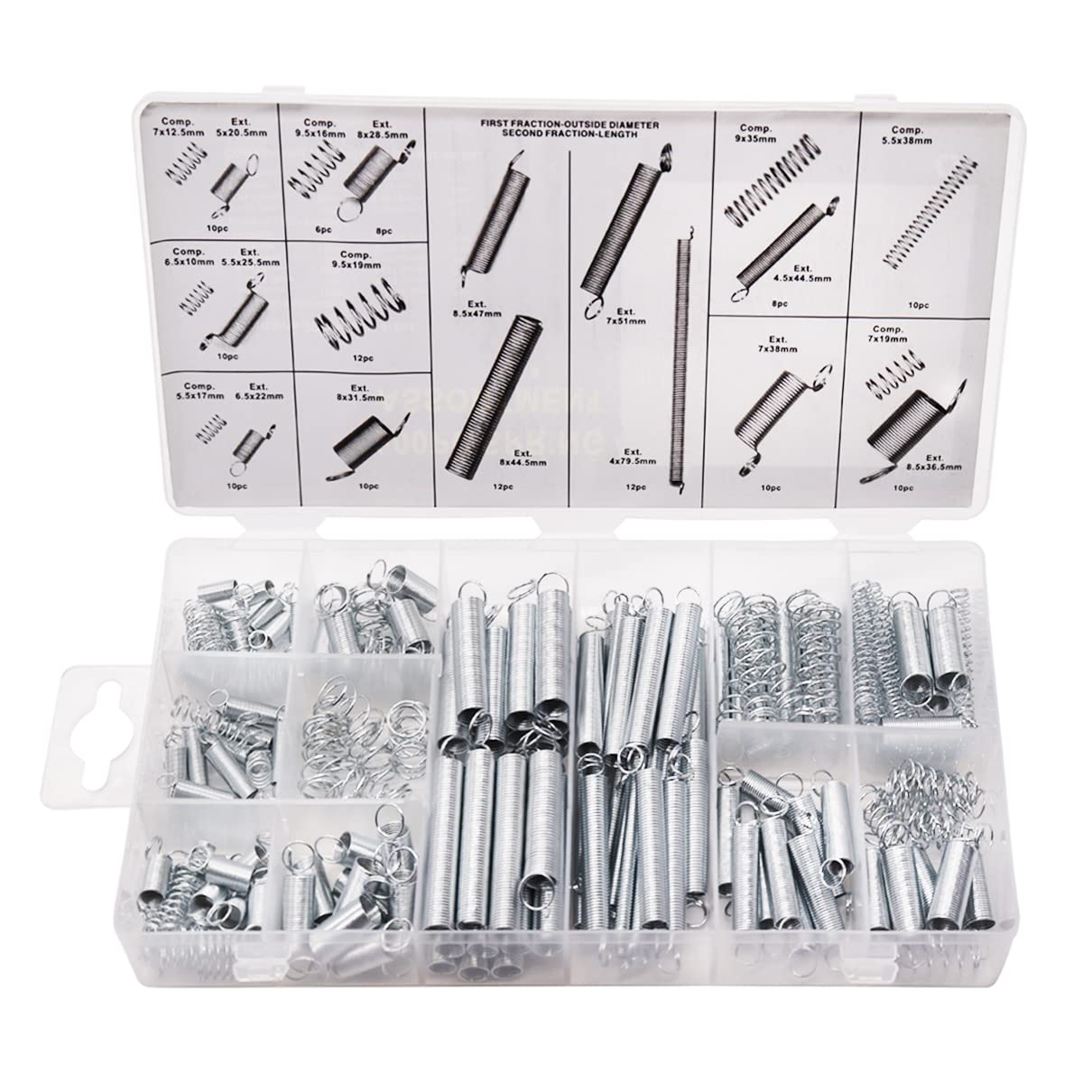 235PCS Springs Assortment Kit 304 Stainless Steel Compression Springs kit with 15 Different Sizes for Home Repairs & DIY