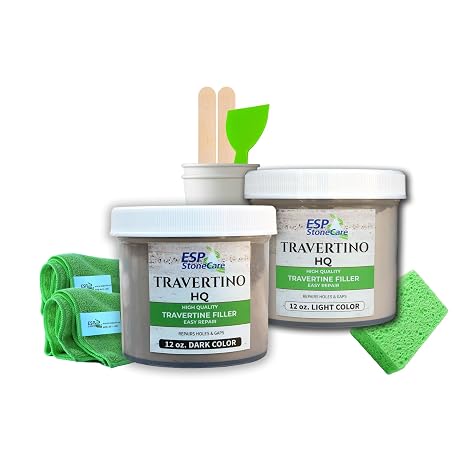 Travertino HQ Kit Fill & Repair Travertine Holes, Cracks, and Voids with Customizable Color Matching