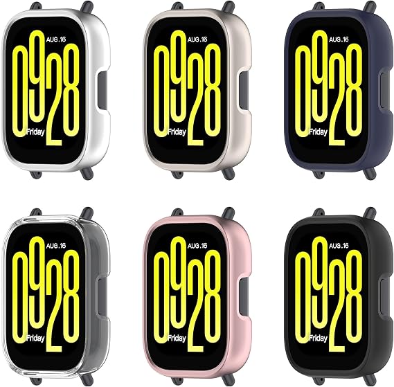 6Pack Compatible for Xiaomi Redmi Watch 5 Active Screen Protector Case, Hard PC Cover Film Ultra-Thin Slim Fit Scratch Resistant Protective Bumper for Xiaomi Redmi Watch 5 Active Smartwatch