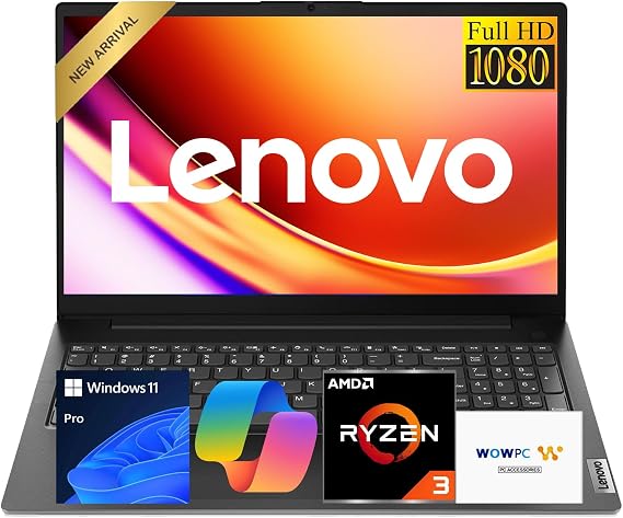 Lenovo New V15 Business and Student Laptop, AMD Ryzen 3 7000 Series(Beat i7-1160G7), 16GB DDR5 RAM, 1TB PCIe SSD, 15.6" FHD Display, Ethernet Port RJ-45, Windows 11 Pro, Black