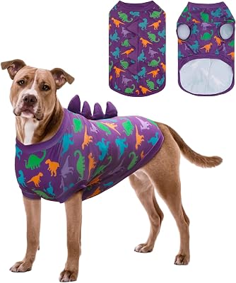 UPF 50 Sun Protection Dog Shirt - Sleeveless Cooling Vest for Large Dogs Boy, Quick-Dry Pet T-Shirt with Funny Dinosaur Horns, UV Protective Breathable Dog Clothes U-COSBX01XXL