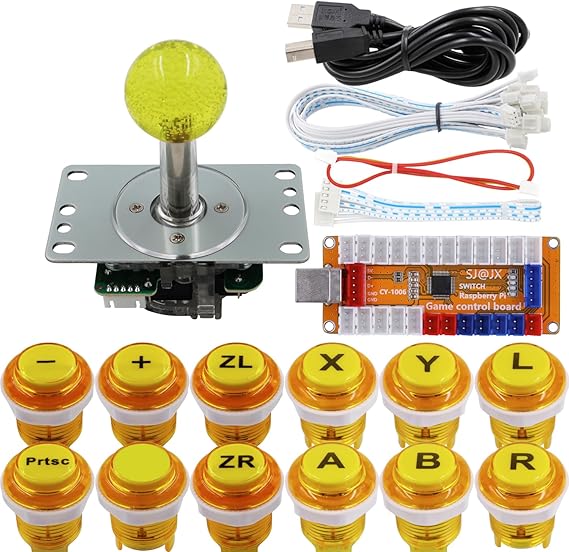 SJ@JX Arcade Game LED Controller Lamp USB Encoder Gamepad Cherry MX Microswitch Light Button 4-8way LED Joystick for Nintendo Switch PC PS3 Raspberry Pi MAME