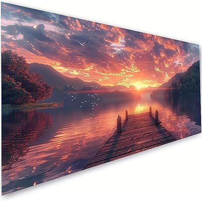 Diamond Art Kits for Adults, 40x88 Inch Large Diamond Painting Pier Dimond Painting Landscape Wall Art Mosaic Kits, DIY Crystal Arts & Crafts Canvas Paintings, Hobbies for Women, Home Decor R2-706