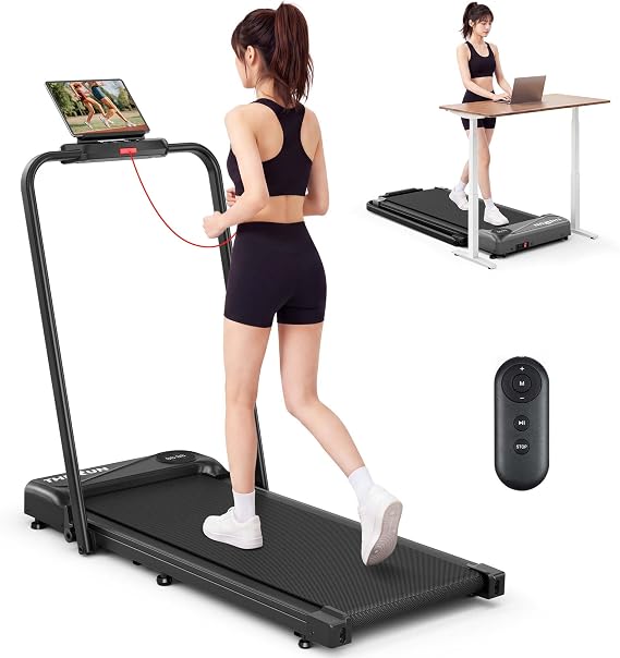 THERUN Walking Pad & Room Runner 2 in 1 Folding Treadmill Under Desk Walking with Handle Running 2.5HP Quiet 16" Home Use