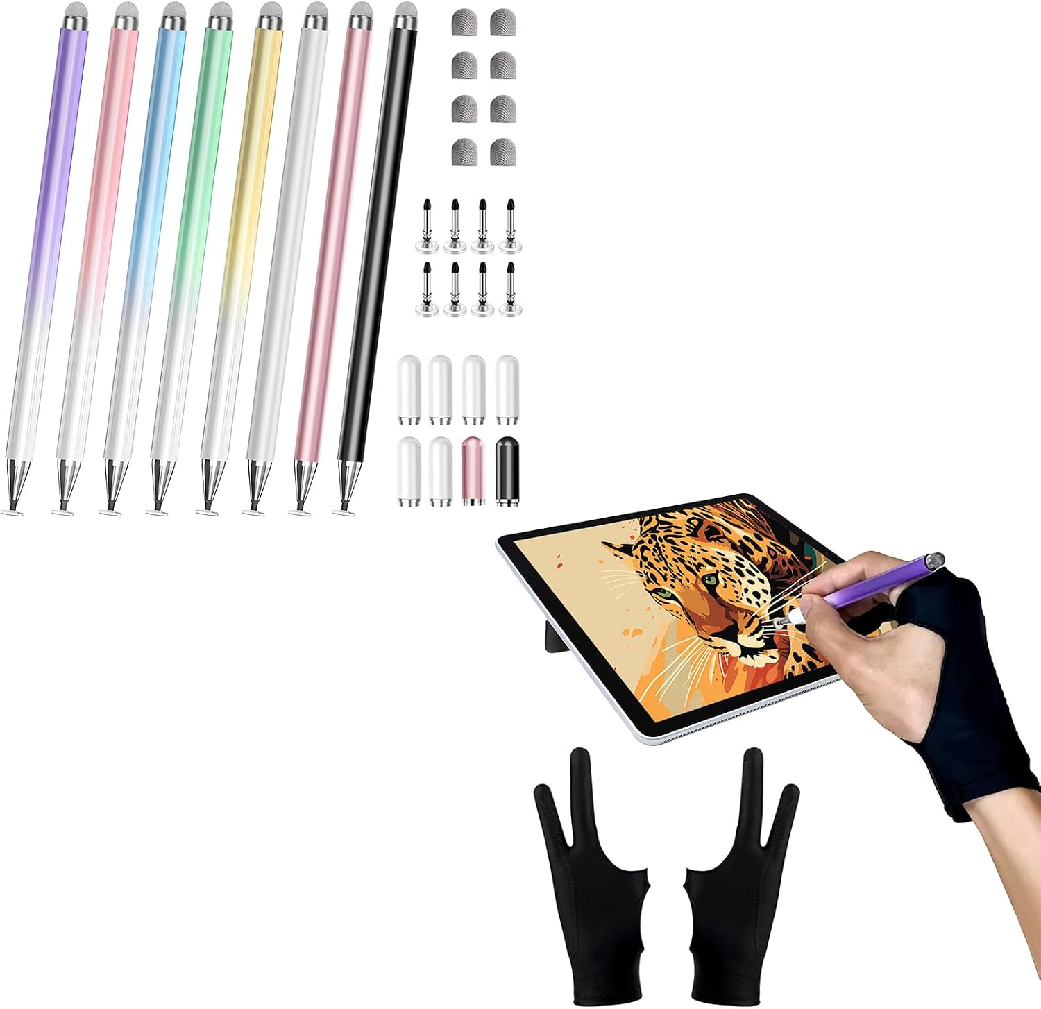 Creative Digital Duo: Stylus Pens & Drawing Gloves Bundle