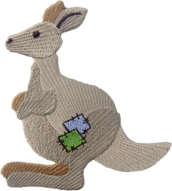 Rocking Planet Kangaroo Patch Embroidered Applique Iron On Sew On Emblem