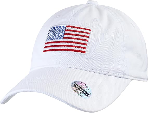 Falari USA Flag Embroidered Baseball Cap, Low Profile Adjustable Dad Hat, 100% Cotton, Pre-Washed