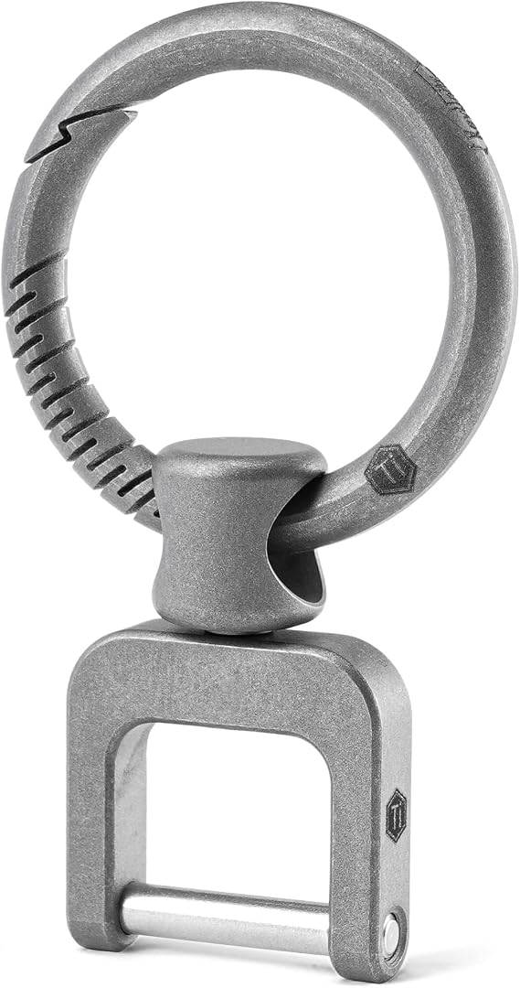 KeyUnity Titanium Side Pushing Key Ring, Quick Release Minimalist Split Keychain Ring for Carabiner, Car Keys & Home Keys