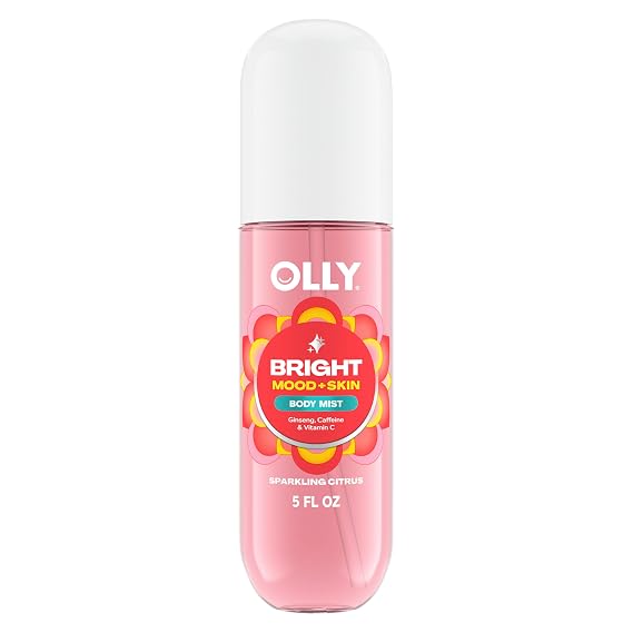 OLLY Bright Body Mist with Caffeine & Vitamin C- Juicy Citrus Scent, 5 oz
