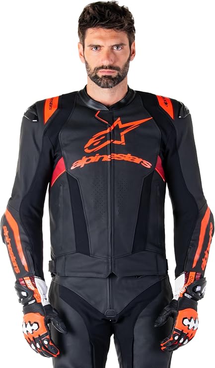 Alpinestars Missile V3 Ignition Leather Jacket, CE-Certified Motorcycle Protection, Superior Comfort & Ventilation