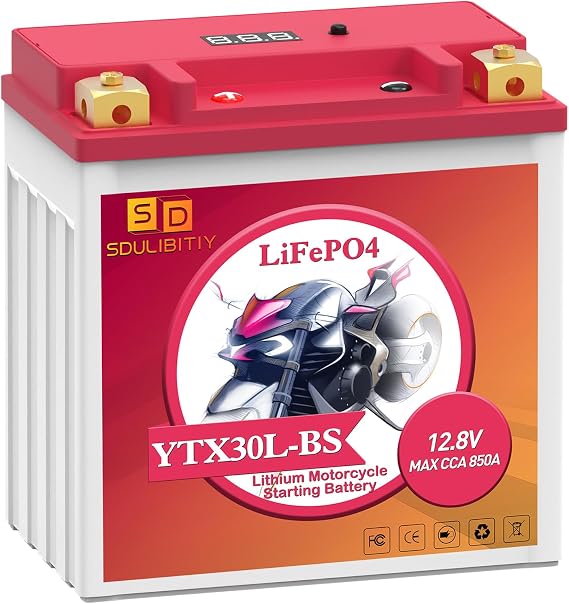 Lithium Motorcycle Battery YTX30L-BS, 12.8V 12AH 850 CCA LiFePO4 Motorcycle Battery, ATV, UTV, Jet Ski, Scooter, Lawn Mower, Tractor, Generator, Riding Lawn Mower Battery