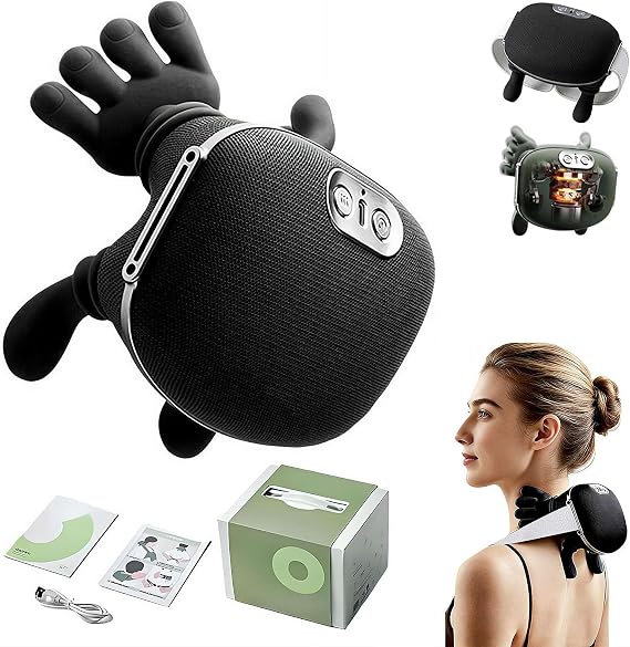 Neck Massager, Neck and Shoulder,2026 New Portable Hand Shoulder and Back Massagers Cervical Massager,Electric Masajeador en Forma de Mano,Real Hand Massagers for Muscles,Like Fingers (Black, Onesize)