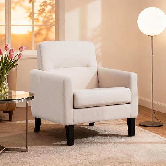 Accent Chair, Mid Century Modern Living Room Chairs Reading Chair, Begie