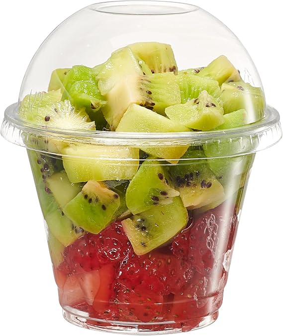 GUSTO 9 oz. Clear Plastic Cups With Dome Lids 50 Count (No Hole), Fruit Cups with Lids for Party - Perfect for Smoothies, Milkshakes, and To-Go Beverages -(Formelry Comfy Package)
