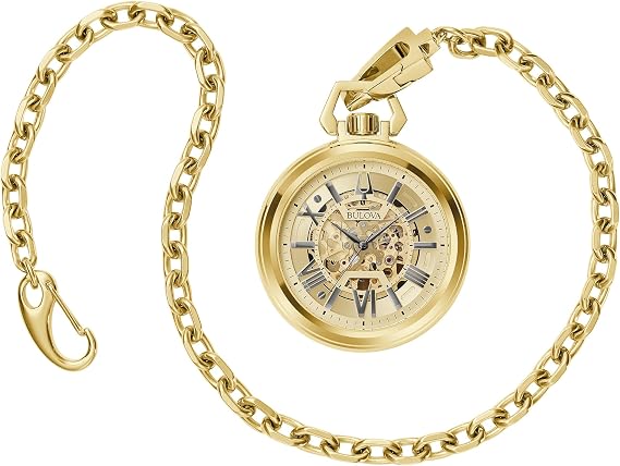 Bulova Sutton Classic Gold Tone Grey Accent Dial and Gold Tone Stainless Pocket Watch 50mm - 97A178