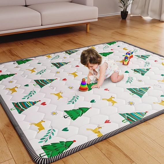 Baby Play Mats for Floor Pads Cushioned Playmat for Babies 50"x50" Playpen Mat Mattress Thick Padded for Baby Essentials Toddle Infant Tapete Para Bebes Blanket Childrens Game Activity Crawling Carpet