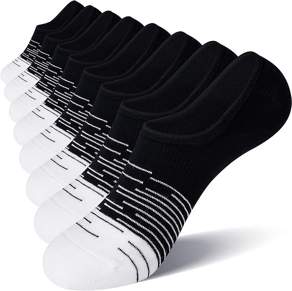 FITRELL 8 Pack Women's No Show Socks Size 6-9/9-11 Non-slip Boat socks