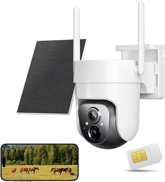 LongPlus Güneş Güvenlik Kameraları Kablosuz Dış Mekan, Güneş Kamerası Güvenlik Dış Mekan, 1080P Renkli Gece Görüşü, Güneş Paneli, Spot Işığı, Yapay Zeka Algılama, 2 Yönlü Konuşma