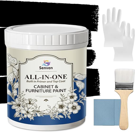Black Paint 150ml Acrylic Paints for Furniture,Cabinets,Woods,Metal, Walls, Multi Surface Paints Black Touch Up Paint Built In Primer & Top Coat Acrylic Water Based Non-Toxic Fast Dry
